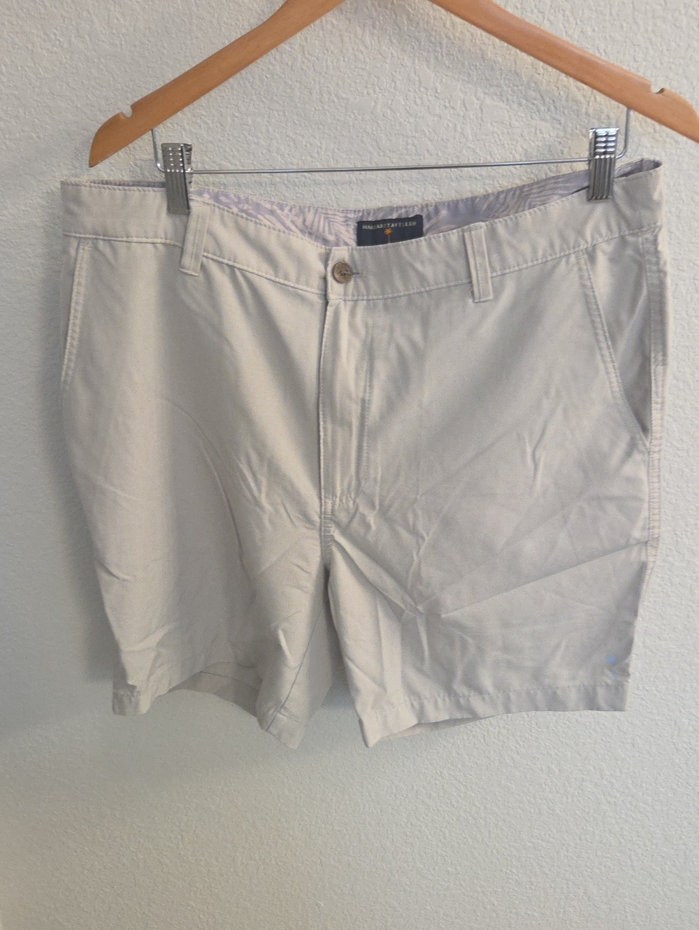 Margaritaville Light Beige Flat-Front Men’s Shorts